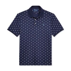 Polo Ralph Lauren S Mens Classic-Fit Soft-Touch Dot Print Polo Blue Short Sleeve